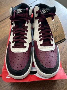 NEW Nike Court Vision Mid Dark Beetroot/Black/Sail Cream Men's Sz 11 DN3577-600